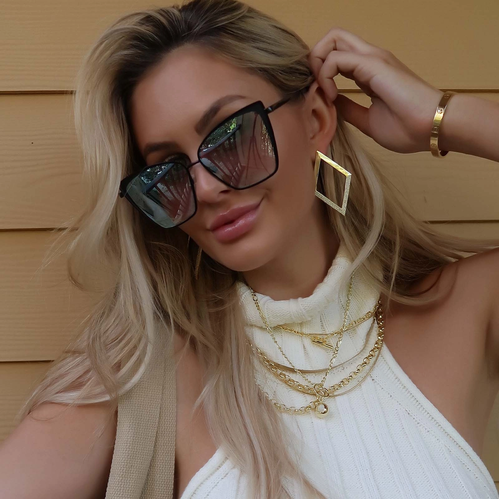 BECKY - BLACK   FLASH GREY GRADIENT SUNGLASSES