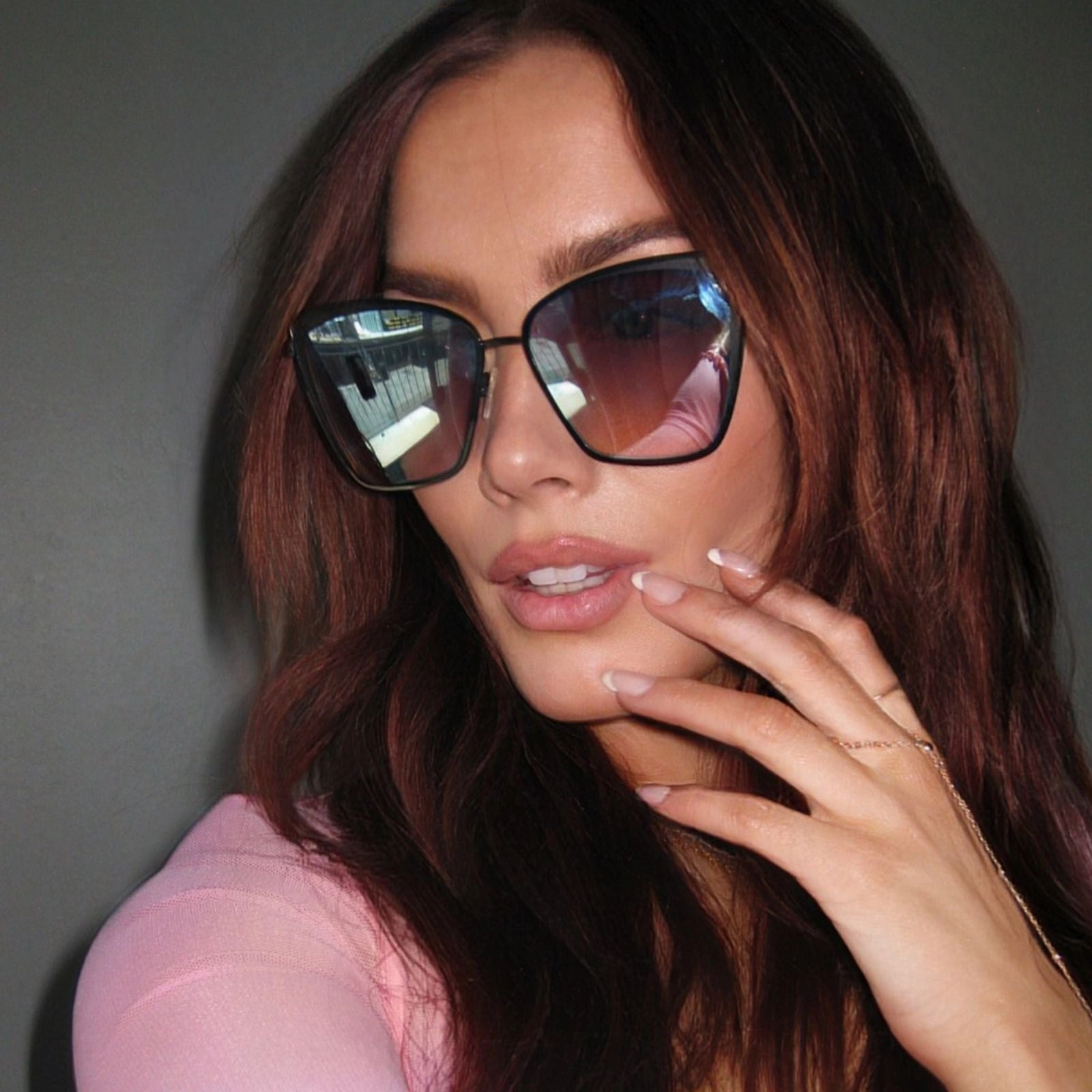 BECKY - BLACK   FLASH GREY GRADIENT SUNGLASSES