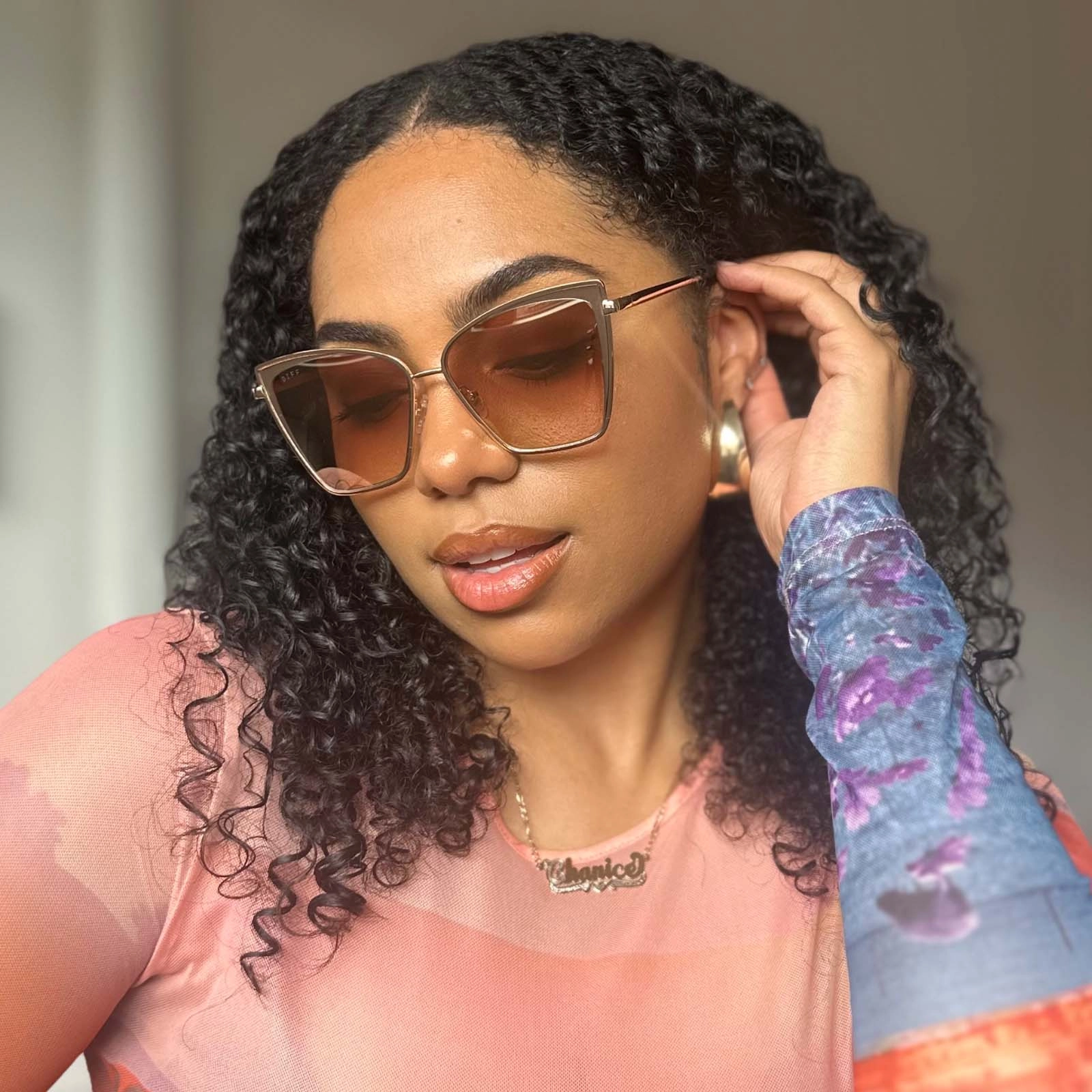 BECKY - GOLD   FLASH BROWN GRADIENT SUNGLASSES