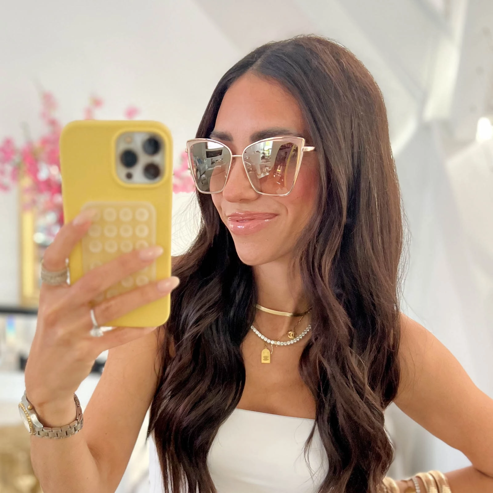 BECKY - GOLD   FLASH BROWN GRADIENT SUNGLASSES