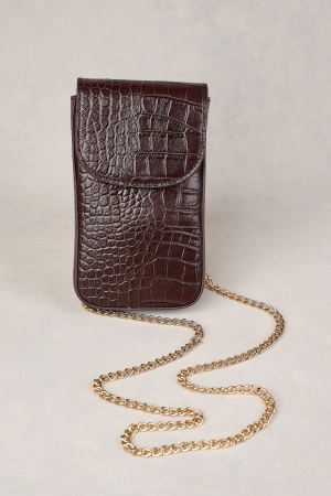Charlotte Croc Phone Bag - Chocolate