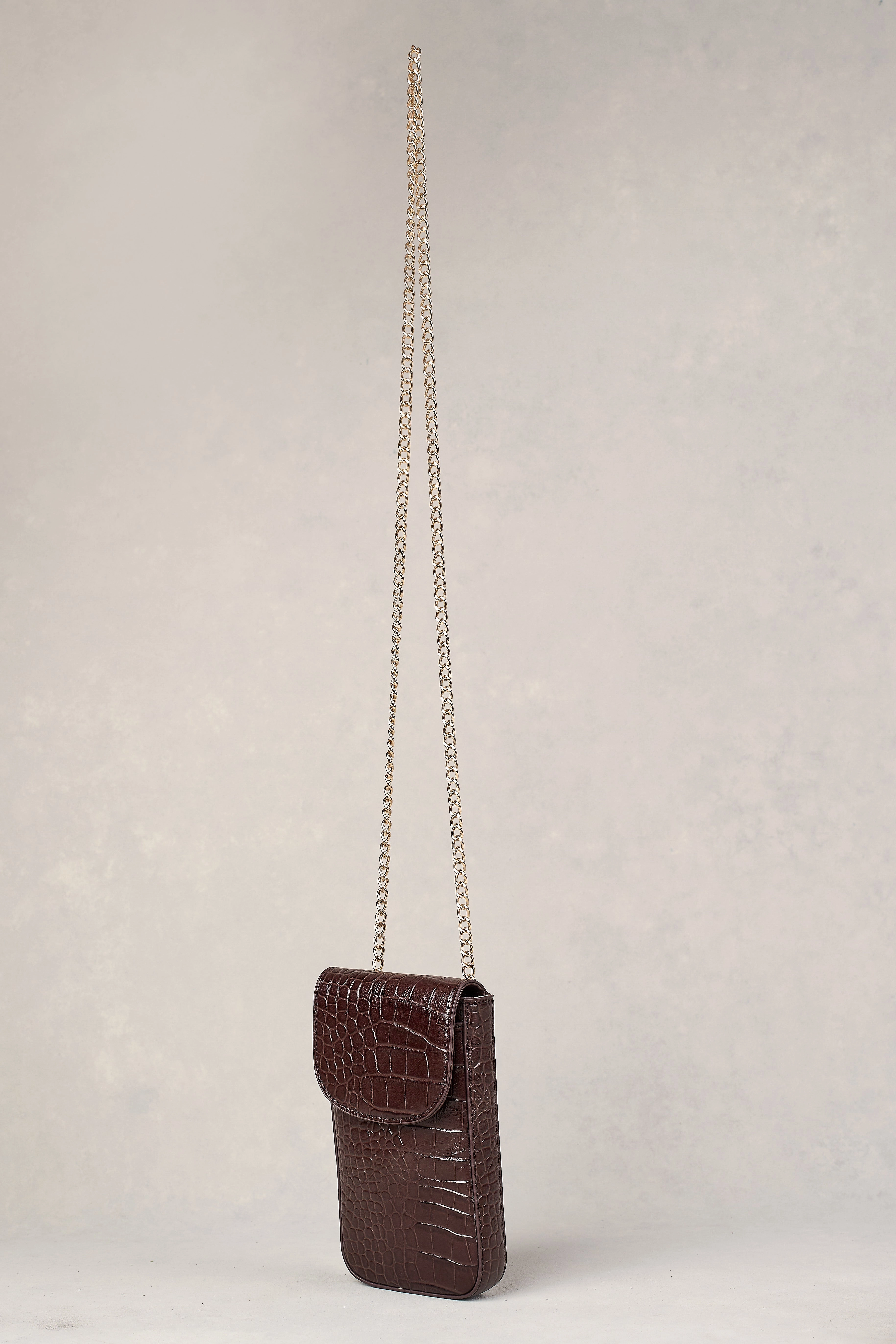 Charlotte Croc Phone Bag - Chocolate