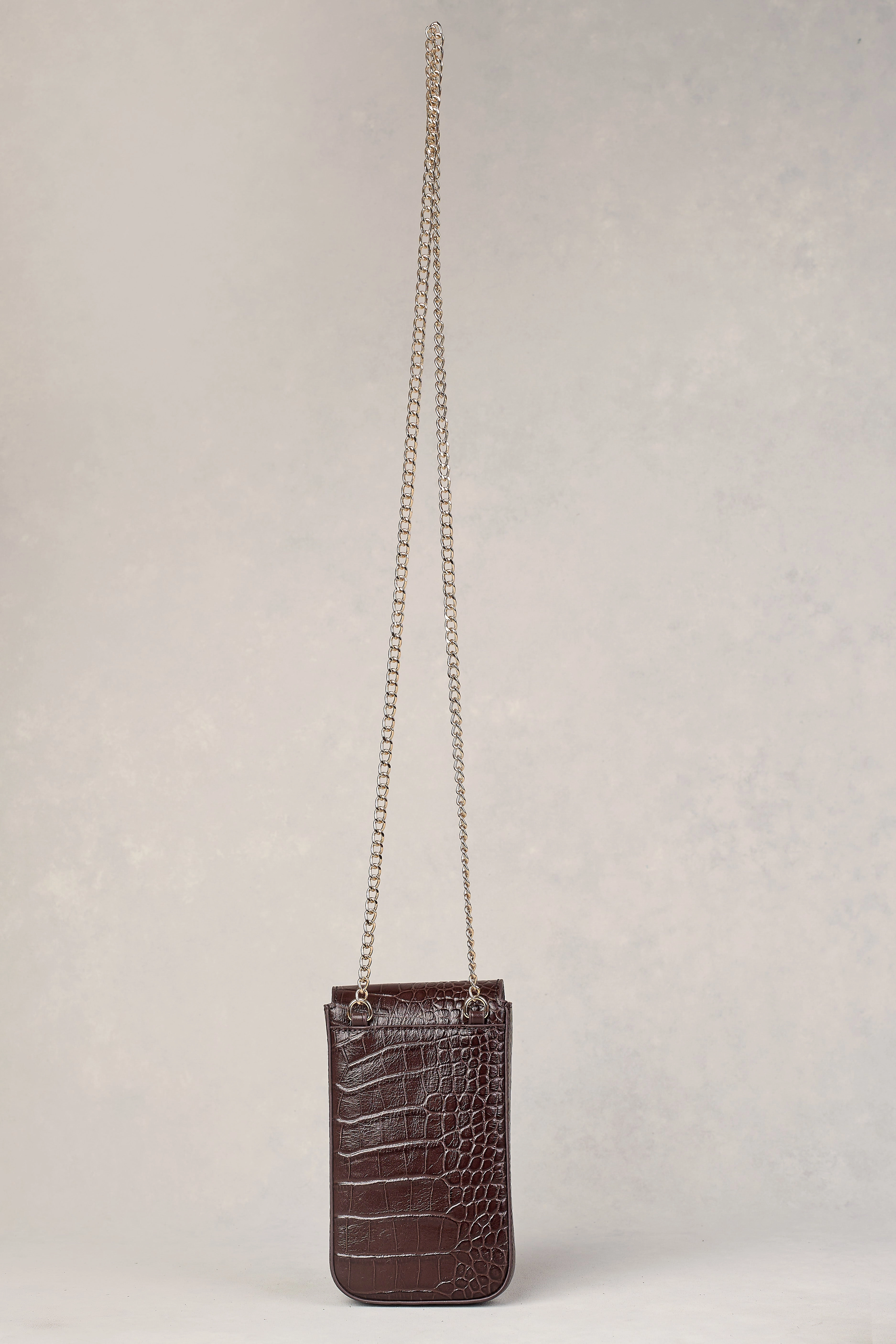 Charlotte Croc Phone Bag - Chocolate