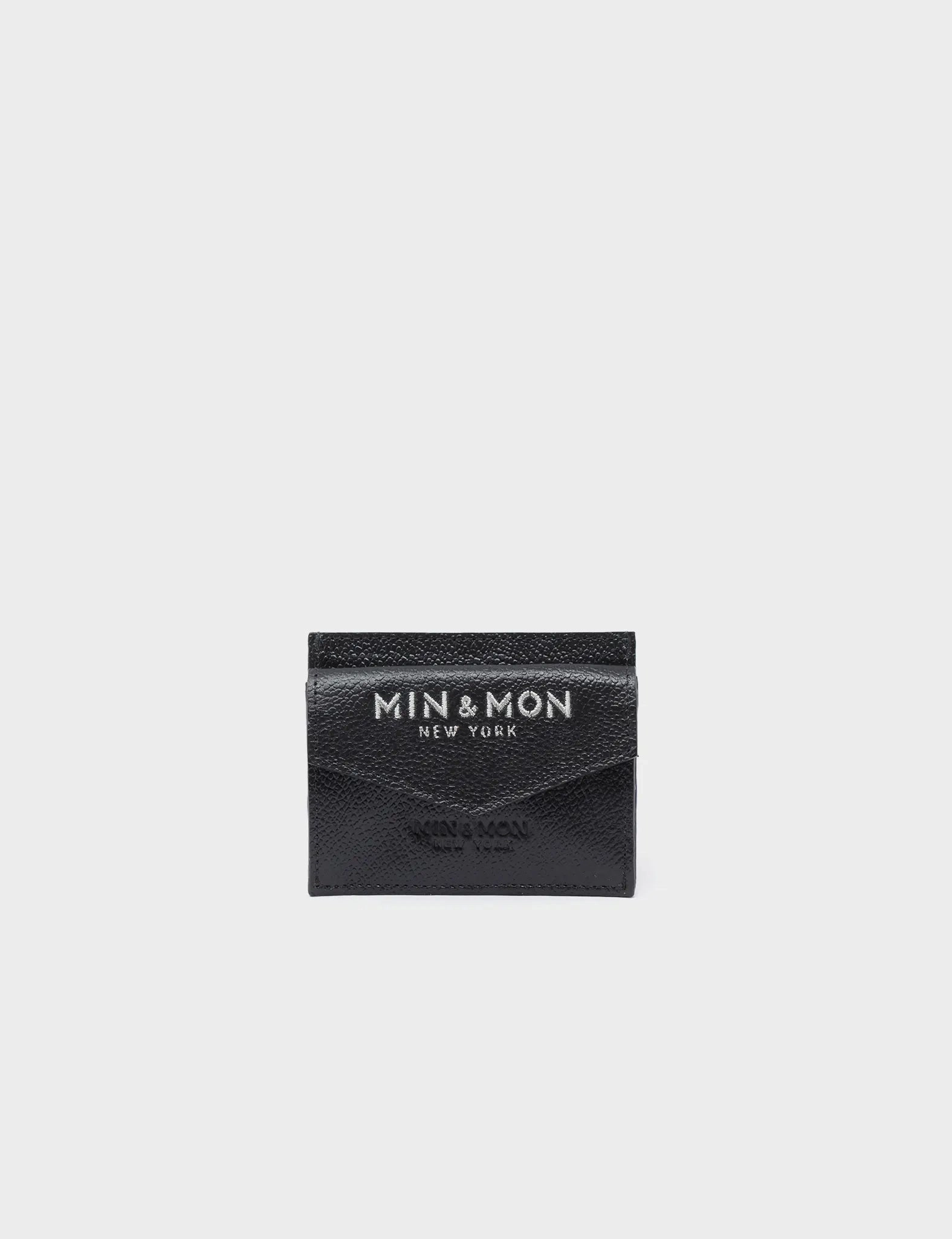 Felix Black Leather Cardholder - All Over Eyes Embroidery