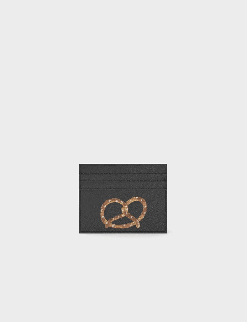 Felix Yellow and Gray Leather Cardholder - Eye Love New York Embroidery