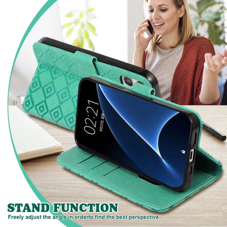 For Xiaomi Mi 11 Embossed Big Small Concentric Squares Pattern Horizontal Flip Leather Case with