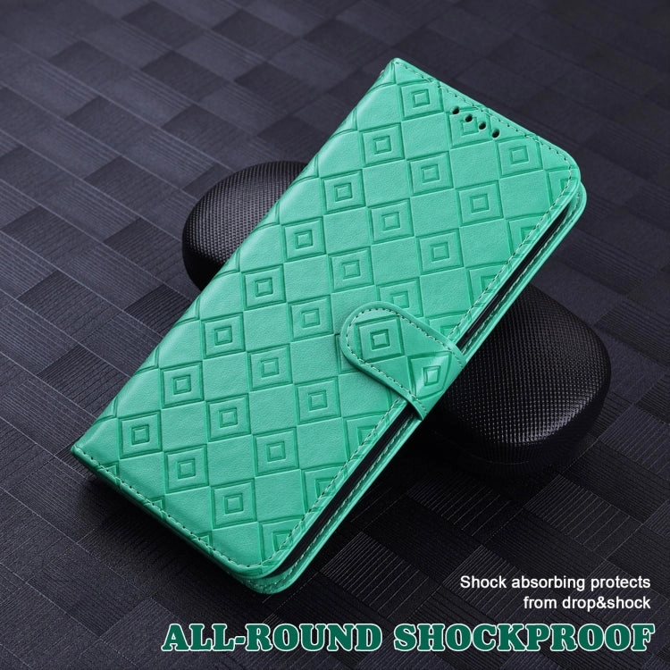 For Xiaomi Mi 11 Embossed Big Small Concentric Squares Pattern Horizontal Flip Leather Case with