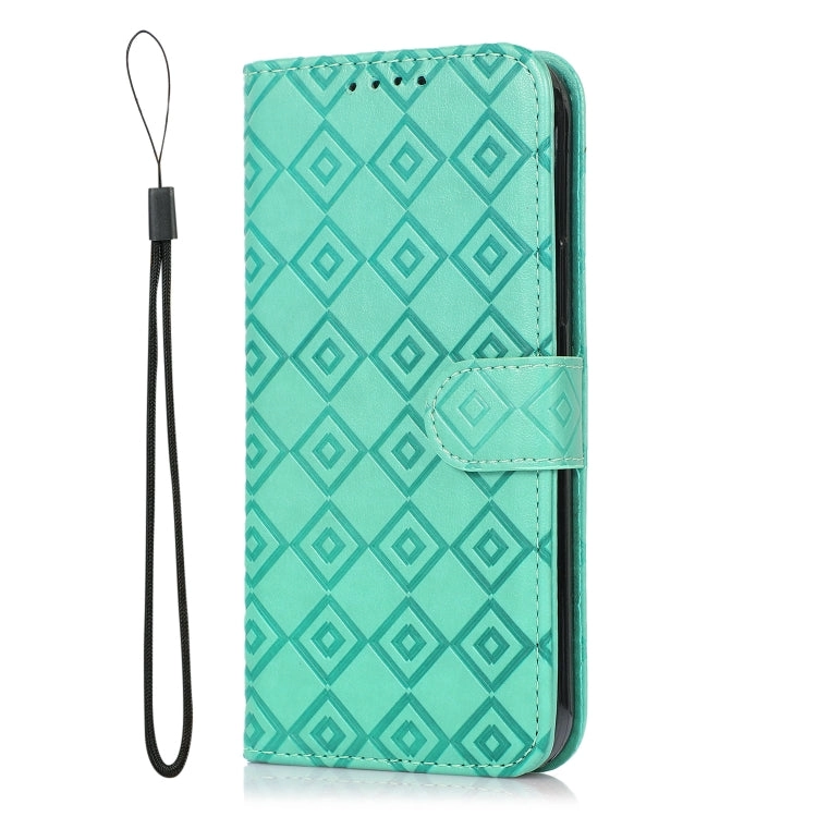 For Xiaomi Mi 11 Embossed Big Small Concentric Squares Pattern Horizontal Flip Leather Case with