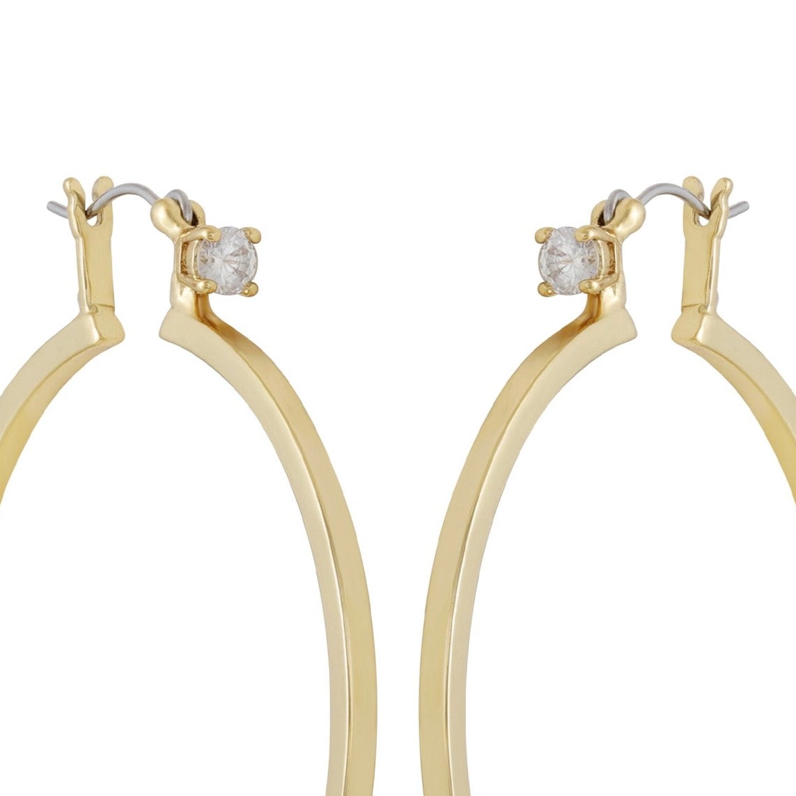 Goldtone Cubic Zirconia Large Hoops Earrings