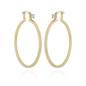 Goldtone Cubic Zirconia Large Hoops Earrings