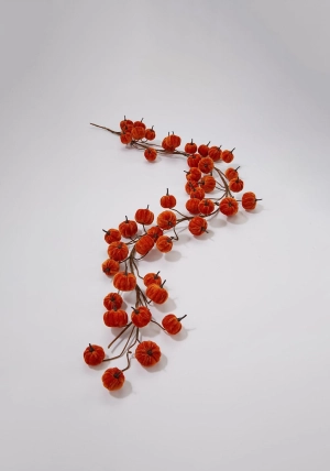Heaven Sends Velvet Pumpkin Garland, Orange