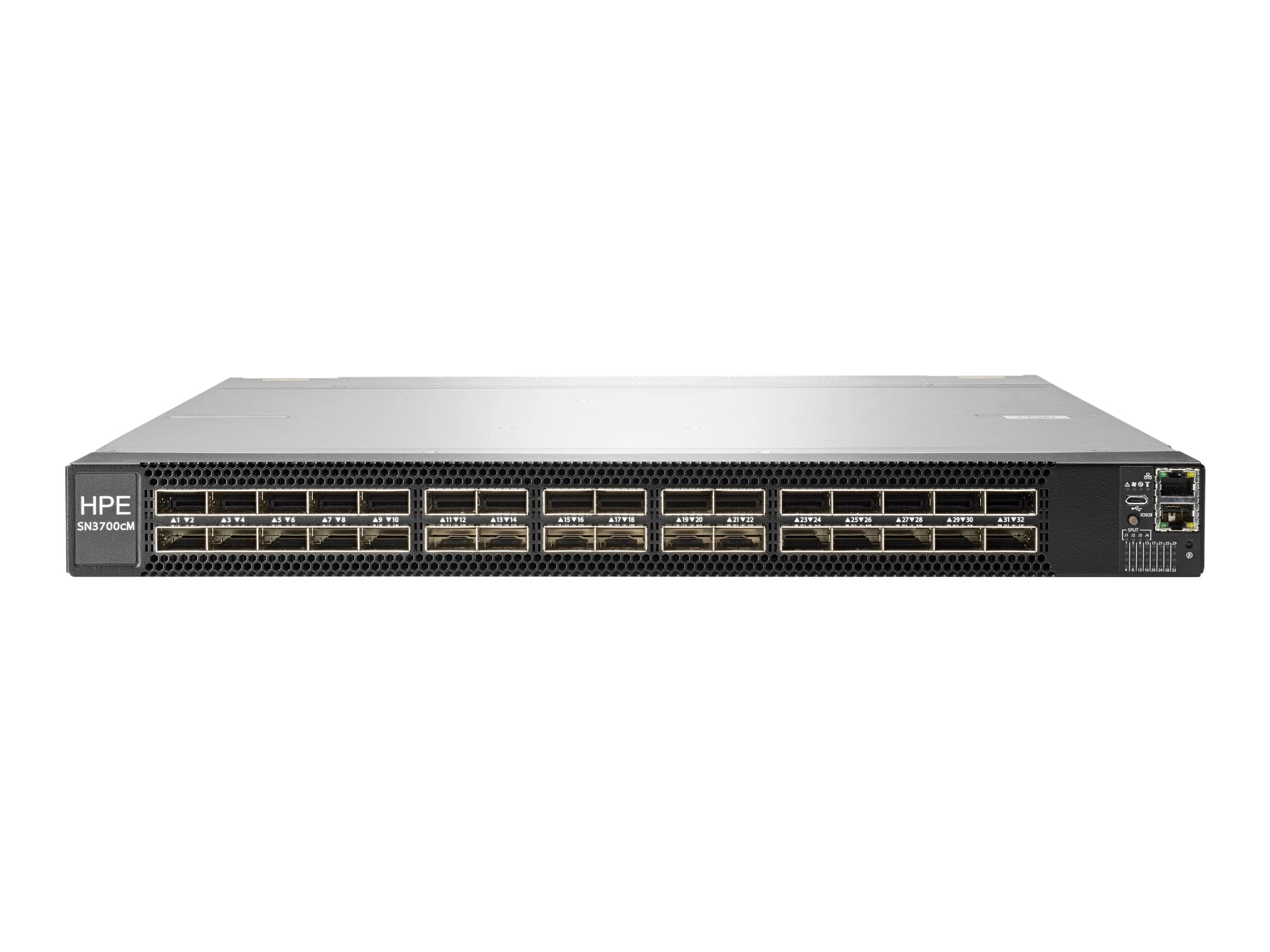 HPE SN3700cM 100GbE 32QSFP28 Switch - M-Series - switch - L3 - managed - 32 x 100 Gigabit QSFP28 - front to back airflow - rack-mountable R3B01A