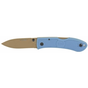 Ka-Bar Folding Knife - Dozier Black Plain Blade Steel Blue Zytel Handle | KB4062D2