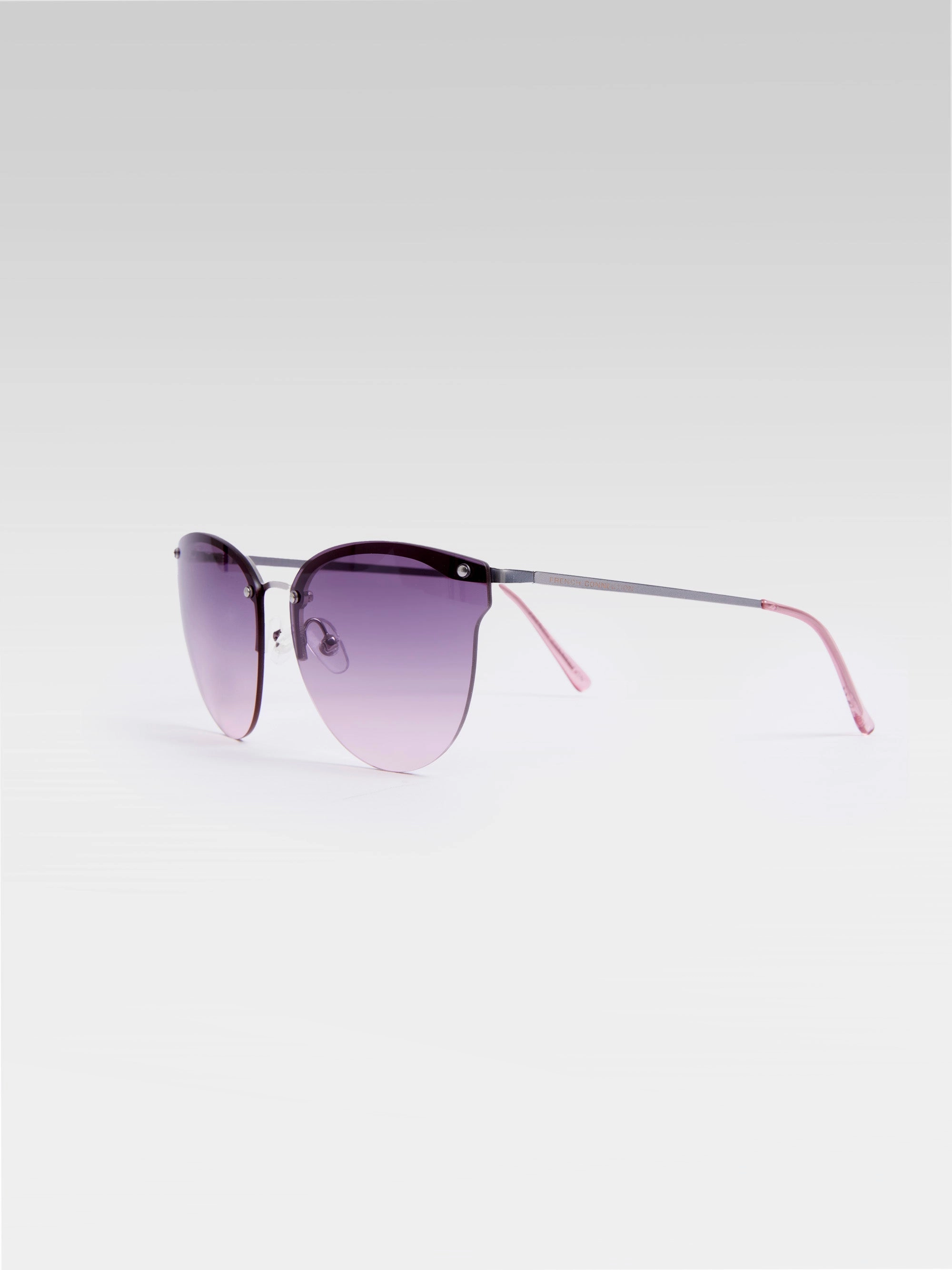 Metal Cat Eye Rimless Sunglasses