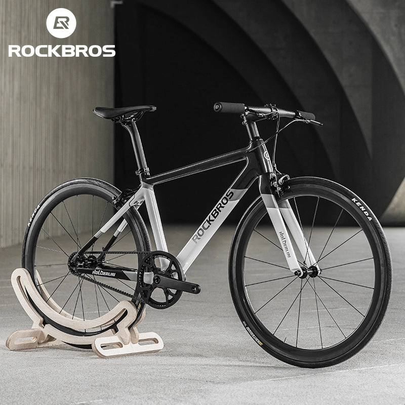 ROCKBROS T700 Carbon Fiber Aerodynamic Flat Road Bike V-brake Leisure City Bike Grey  Dark Blue