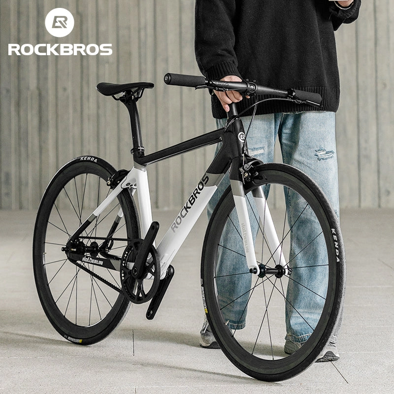 ROCKBROS T700 Carbon Fiber Aerodynamic Flat Road Bike V-brake Leisure City Bike Grey  Dark Blue