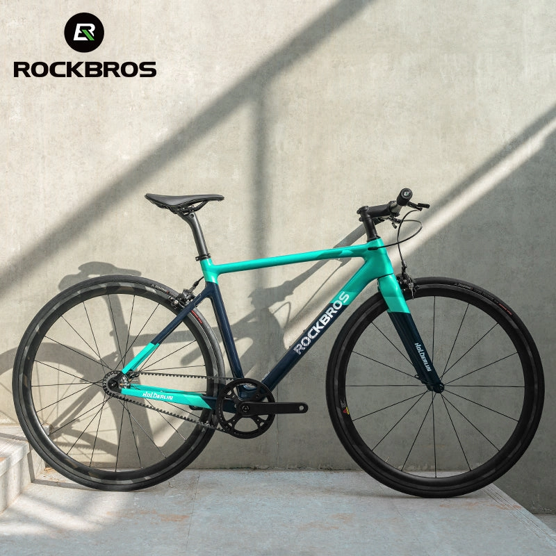 ROCKBROS T700 Carbon Fiber Aerodynamic Flat Road Bike V-brake Leisure City Bike Grey  Dark Blue