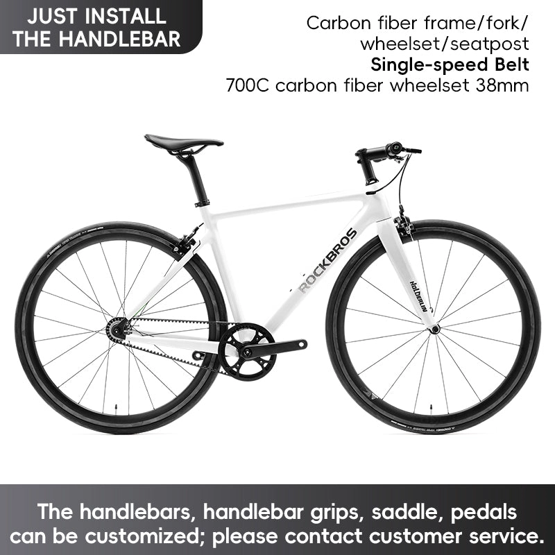 ROCKBROS T700 Carbon Fiber Aerodynamic Flat Road Bike V-brake Leisure City Bike Pink White
