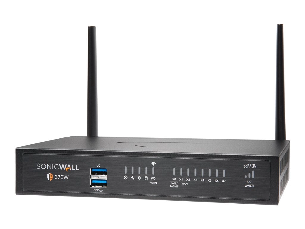 SonicWall TZ370W - Threat Edition - security appliance - 1GbE - Wi-Fi 5 - 2.4 GHz, 5 GHz - SonicWALL Secure Upgrade Plus Program 02-SSC-7303