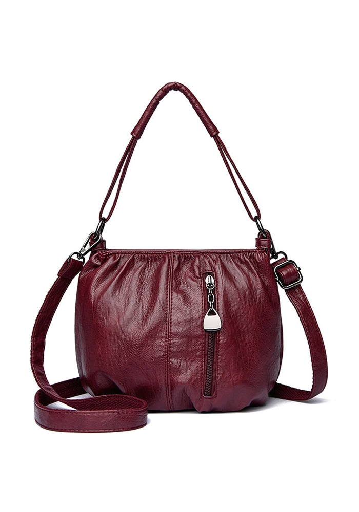Stylish Compact Brown PU Leather Handbag