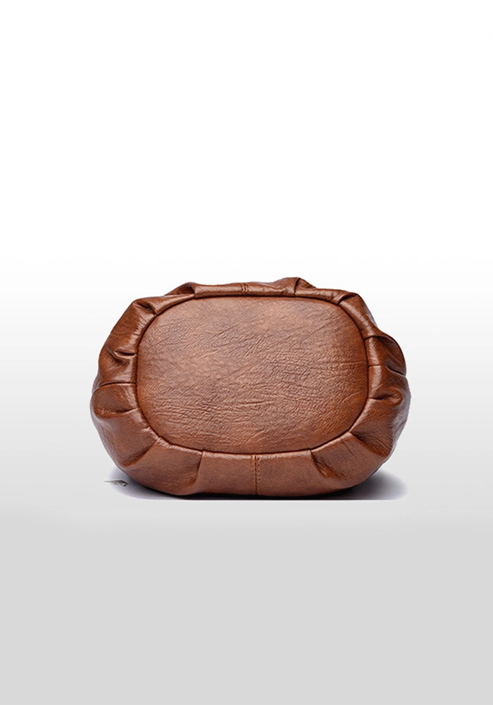Stylish Compact Brown PU Leather Handbag