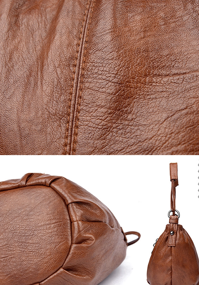 Stylish Compact Brown PU Leather Handbag