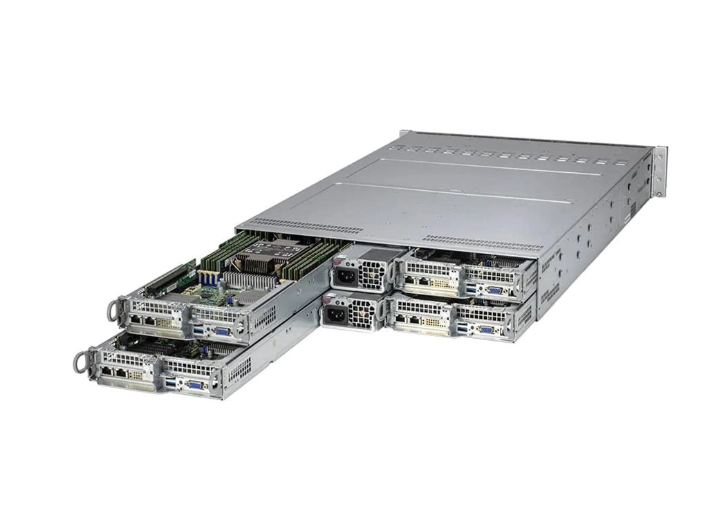 Supermicro Twin SuperServer 220TP-HTTR - Server - rack-mountable 2U - 2-way - no CPU up to - RAM 0 GB - SATA - hot-swap 2.5 bay(s) SYS-220TP-HTTR