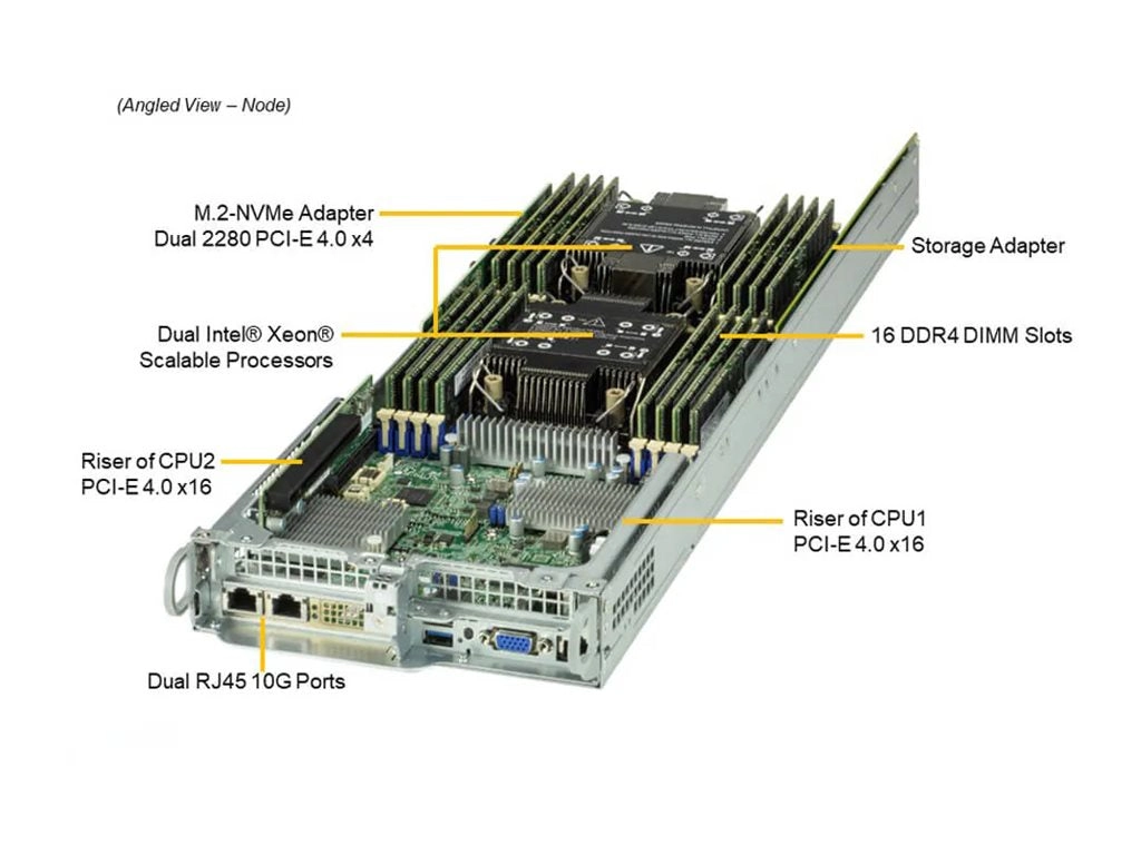 Supermicro Twin SuperServer 220TP-HTTR - Server - rack-mountable 2U - 2-way - no CPU up to - RAM 0 GB - SATA - hot-swap 2.5 bay(s) SYS-220TP-HTTR