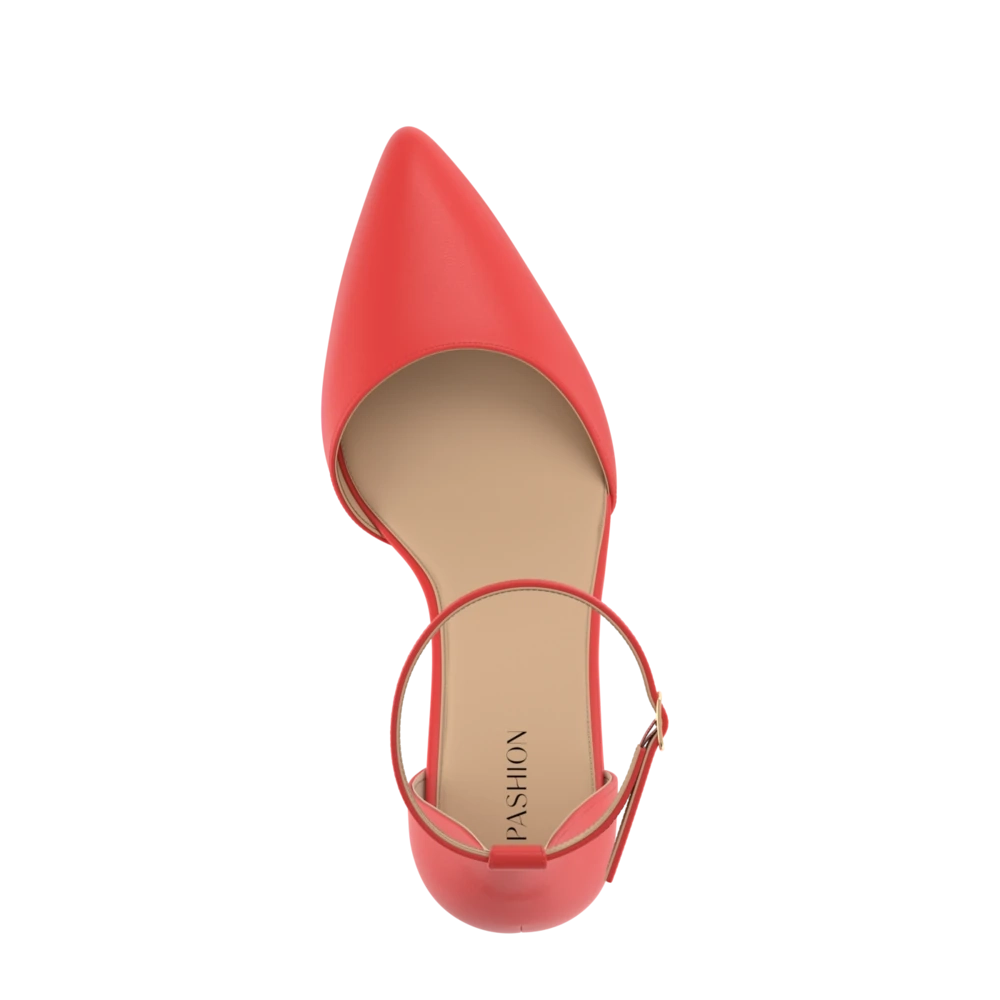 The D'Orsay - Cherry Red Leather Flat
