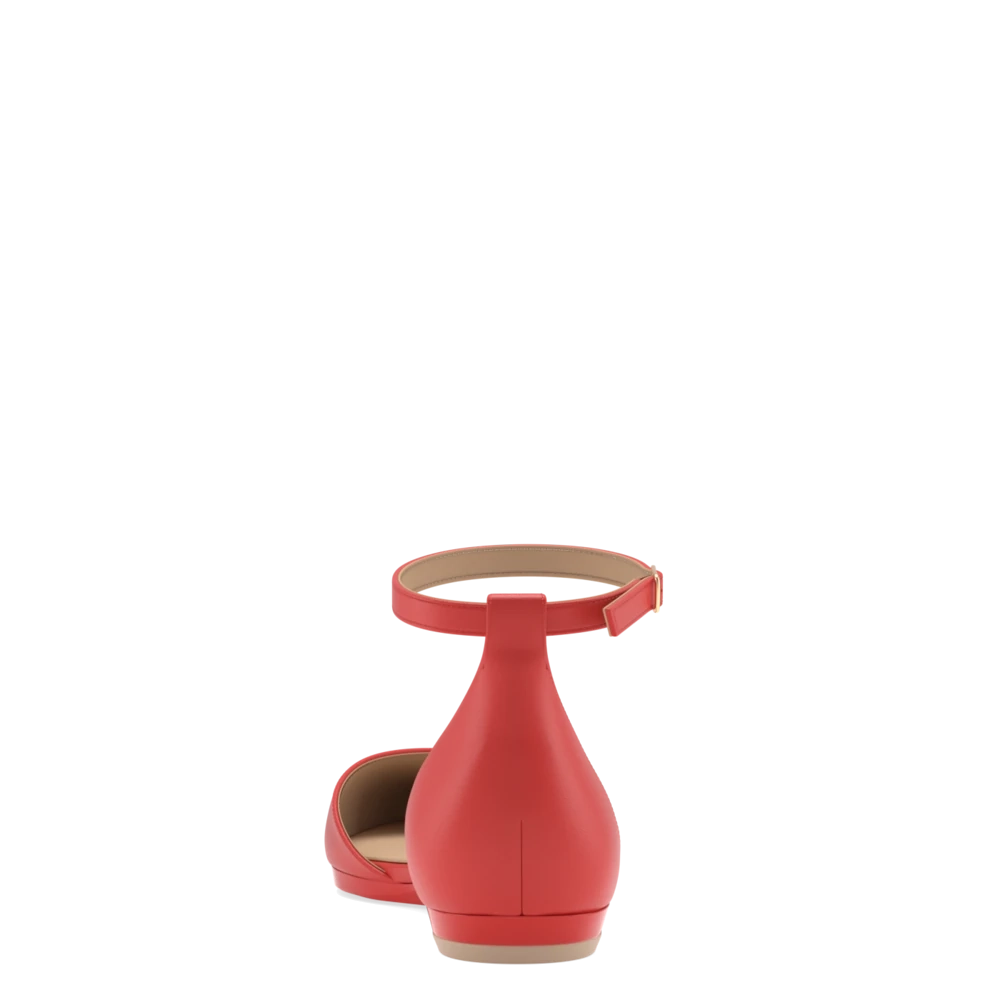 The D'Orsay - Cherry Red Leather Flat