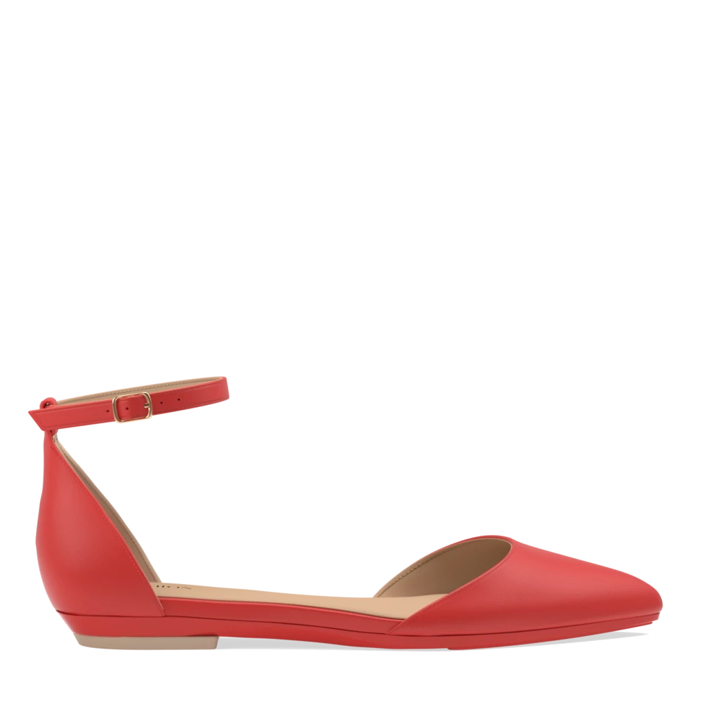 The D'Orsay - Cherry Red Leather Flat