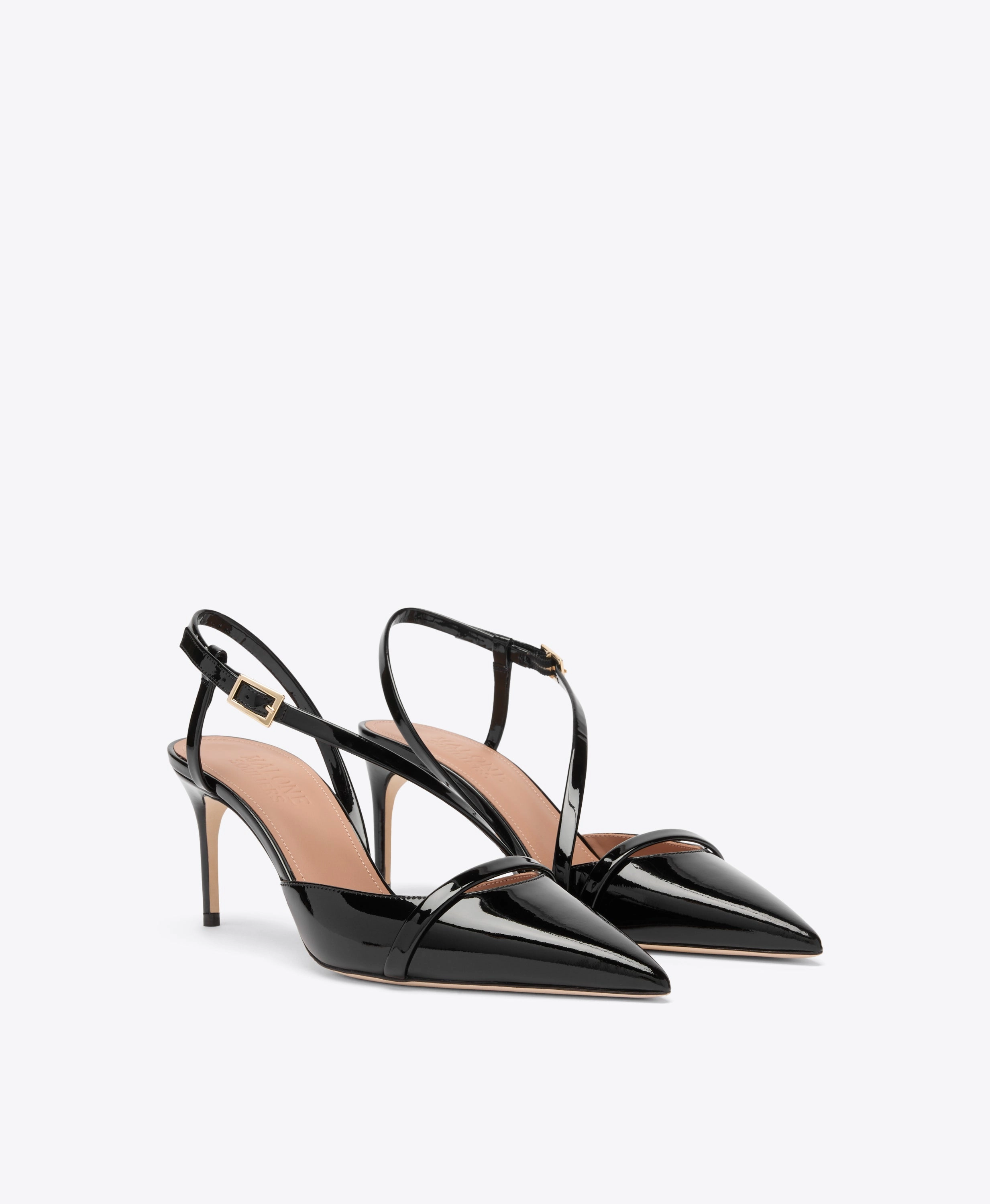 Valeria 70 Black Patent Slingbacks